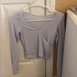 light blue crossed shirt